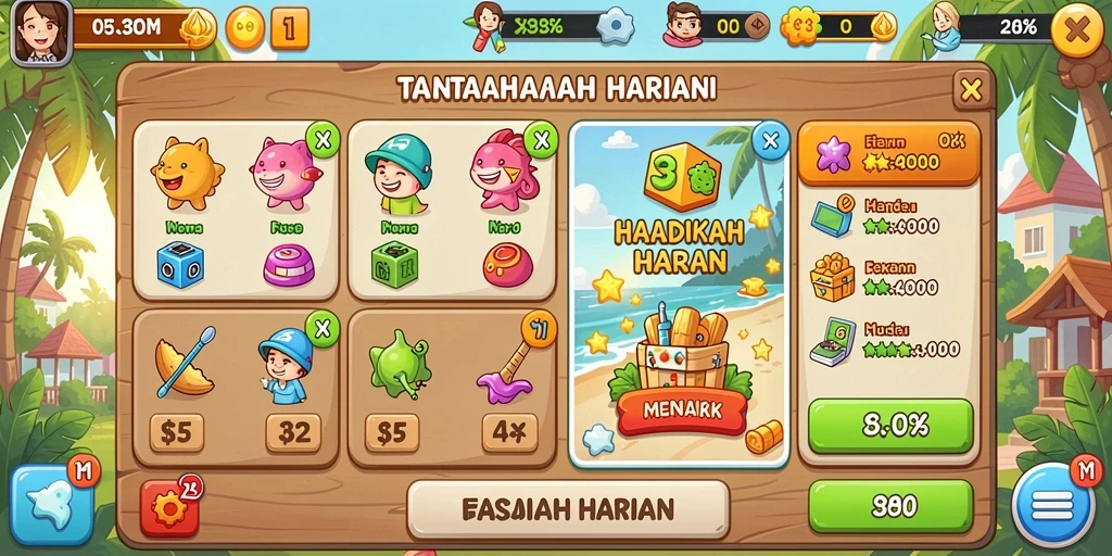 Tangkapan layar menunjukkan fitur kustomisasi karakter.